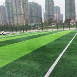 China 16800 Needle Artificial synthetic Turf Fadeless No Infill Football Grass factory