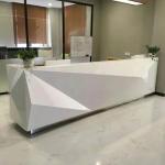 Special Shape Manager Office Furniture White Counter For Company / Hotel Front