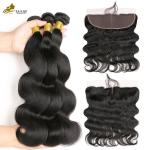 Ladies Remy Human Hair Extensions Bundles 100% Brazilian With Lace Frontal