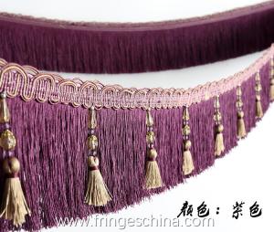 China Handmade fashionable chain beads lace tassels fringes for curtain/sofa/pillow/stage decoration factory