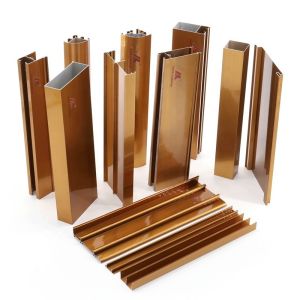 Anodized Gold Aluminum Window Extrusion Profiles 6063 6061
