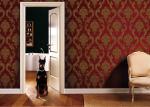 0.53*10M Living Room PVC Removable Wall Coverings With Red And Gold Color , ISO