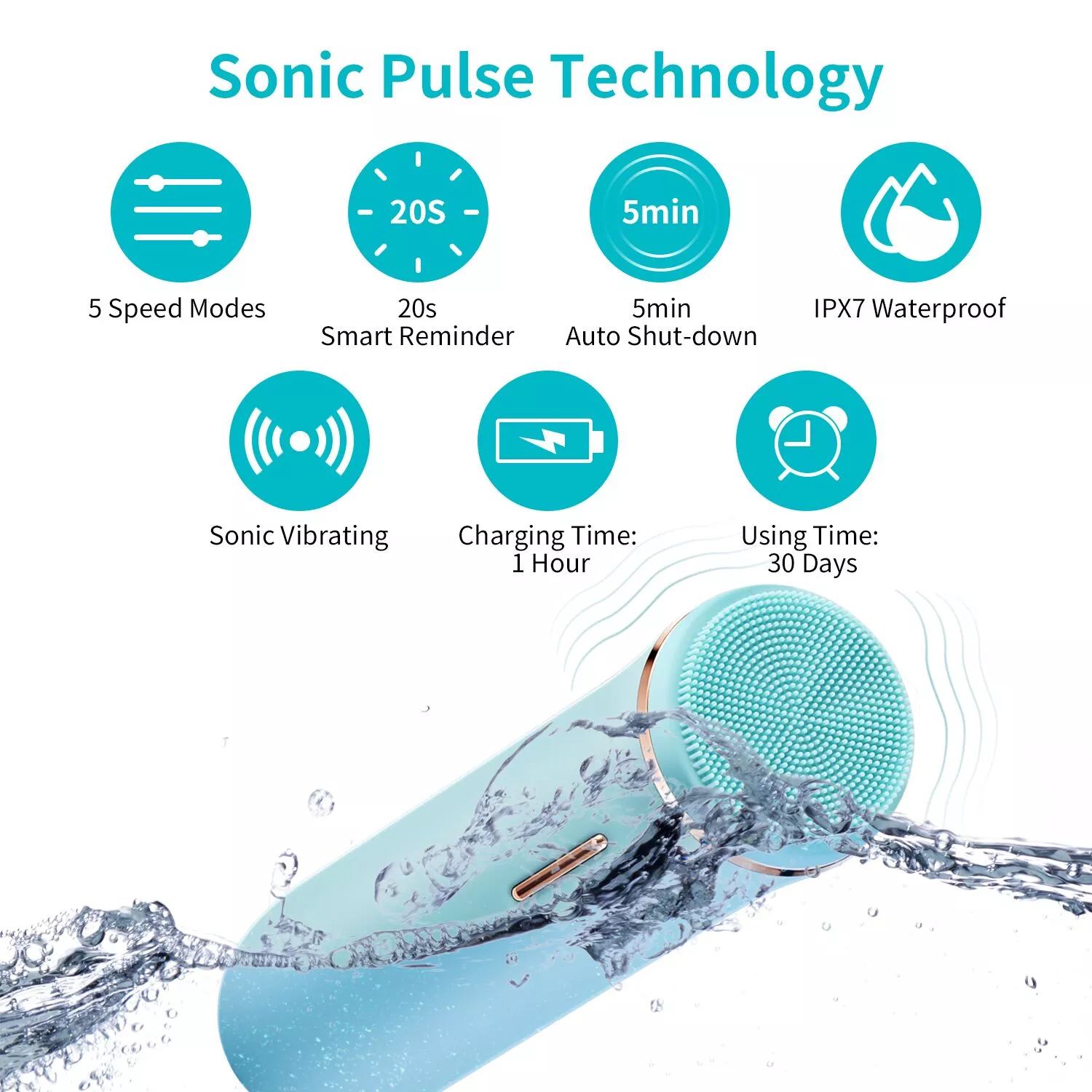 Silicone Facial Cleaning Brush Beauty Cleanser Vibrating Electric IPX7