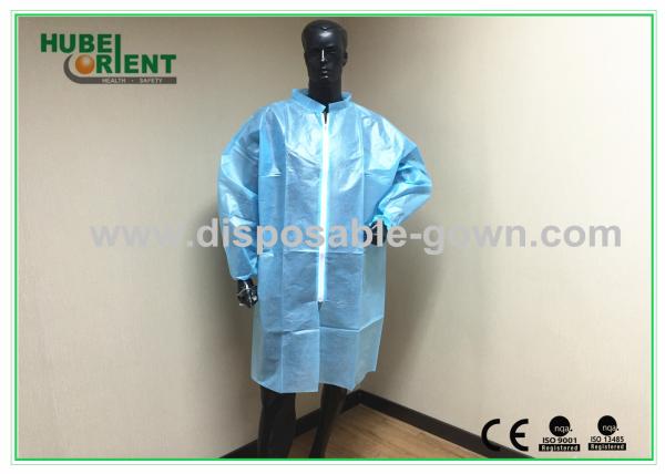 Blue Water Resistance Disposable Long Sleeve Lab Coat With Comfortable Feeling