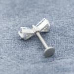 ODM Bow Knot Top Lip Piercing Labret Double Clear Triangle Zircon Gems