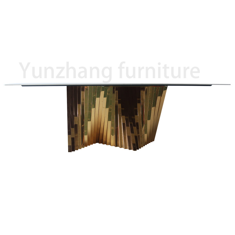 Metal Stainless Steel Rectangular Marble Table With 10mm Top Thickness