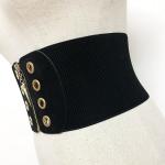 PU Black Dress Belt Womens 12cm Strap Zipper Elastic Band Connection