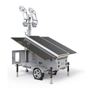 China CCTV Solar Powered Lighting Towers With Custom Rotating Lamp 4*50W 4*150W factory