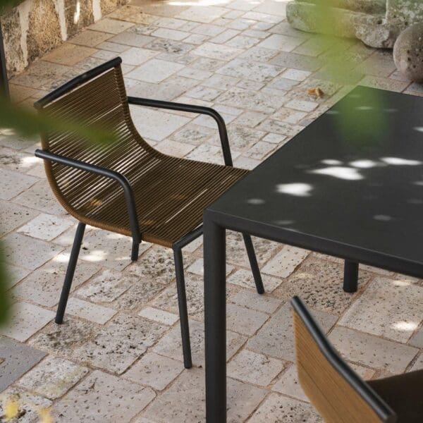 Metal Minimalist Garden Set AJUNION Aluminum Dining Chair Rope Weave Outdoor Furniture
