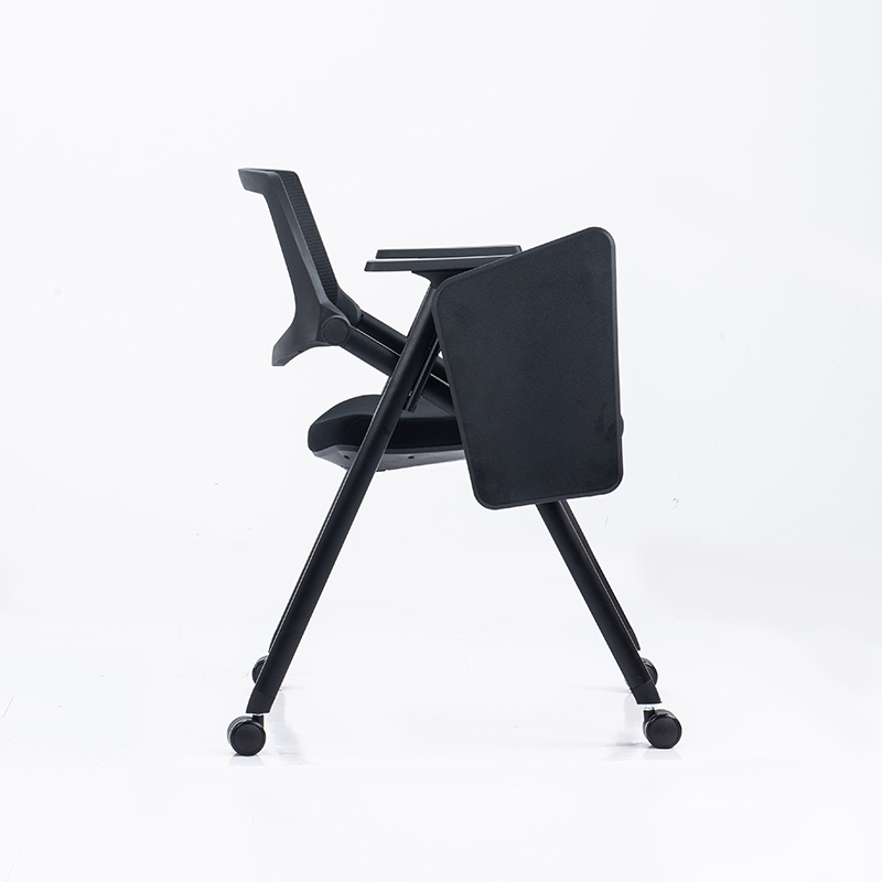 Stainless Steel Stackable Conference Tablet Chair with Fabric Padding and Writing Tablet