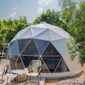 China Steel Pipes Spherical Geodesic Dome Tent House Rainproof PVC Fabric factory