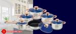 Nonstick Pots Capsule Bottom Glass Lid Round Knob 12 Pcs Stainless Steel
