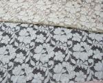 Grey Elastic Cord Lace Material / Floral Viscose Nylon Cotton Fabric CY-DK0011