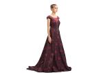 Custom Long Tapestry Fabric Muslim Party Gown Floor Length Purple Red