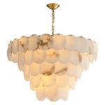 Luxury Natural Marble Stone LED Hinging Lamp Living Room Alabaster Chandelier
