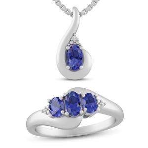 China Three Tanzanite Boxed Wedding Ring With White 925 Set Sterling Silver factory