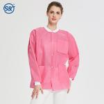 Pink Dental Waterproof Gown PP PE Disposable Isolation Suit Gown