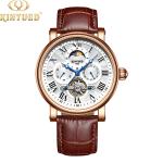 Pin Buckle Mens Mechanical Watches Soft Genuine Leather Band
