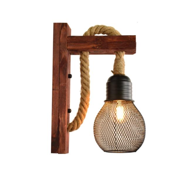Vintage Wooden Wall Light for Restaurant Coffee Shop Decor rope wall lamp (WH-VR-51)