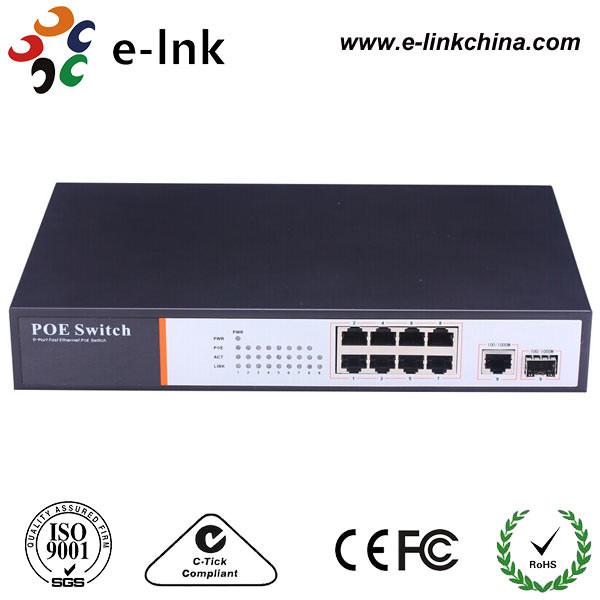 Fast Speed 8 Port Gigabit Ethernet POE Switch For IP Cameras 25.5W SFP Fiber