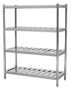 China 4 Tiers Stainless Steel Heavy Duty Storage Racks , Kitchen Food Storage Shelving Units factory