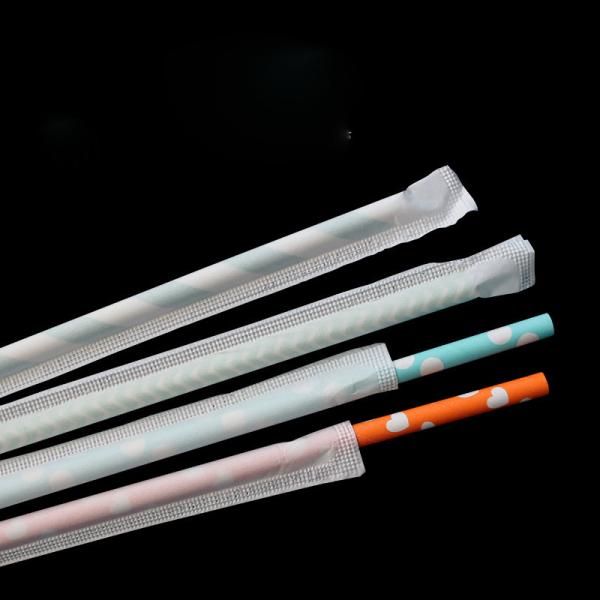 100pcs pack 6mm diameter individual packing paper straws food safe ink printing