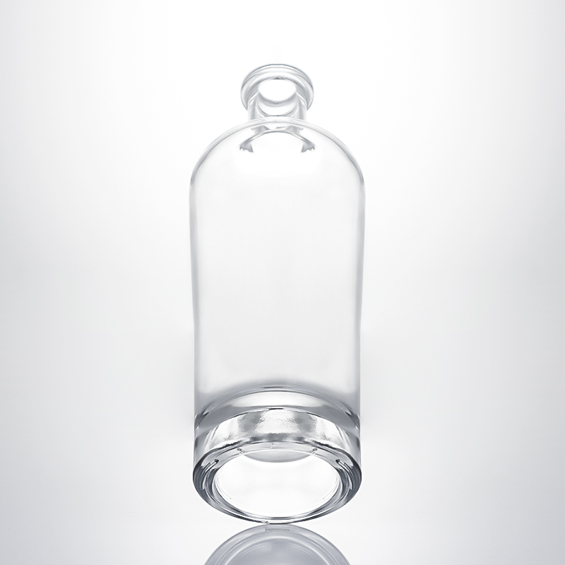 Whisky Gin Rum Super Flint Glass Bottle with Custom Glass Collar and Cork Stopper