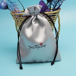 China Personalized Luxury Satin drawstring eyelash Packaging bags with logo printing factory