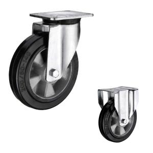China Black Color 5 Inch Aluminium Core Rubber Swivel Ball Bearing Casters factory