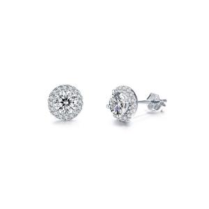 China 925 Sterling Silver Hip Hop Custom Moissanite Jewelry Stud Earrings 2ct Diamond factory