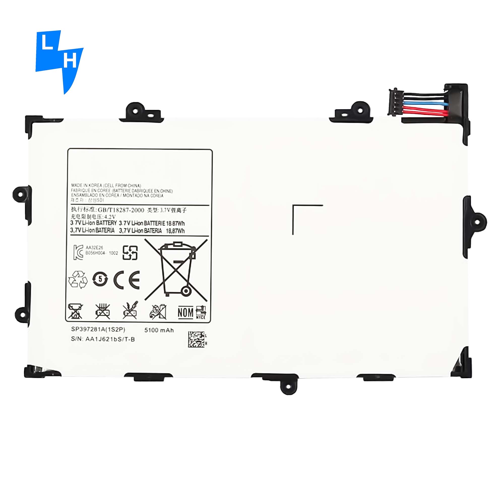 Tablet Battery for Samsung Galaxy Tab 7.7 i815 P6800 P6810 Original SP397281A 5100mAh