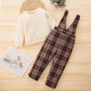 China 130cm Children Plaid Overall Skirt Plus Size Vintage Basic Long Sleeve Sweatshirt factory