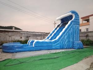 China Outside Inflatable Games Pattern Aqua Inflatable Floating Water Slide Blue Color For Fun on sale