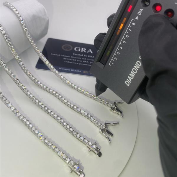 OEM Moissanite Diamond Tennis Necklace Claw Setting Moissanite Necklace Mens In