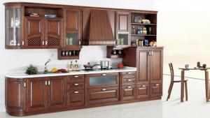 China Cheey solid wood kitchen cabinet set,Modern kitchen cabinet,Arc style cupboard factory