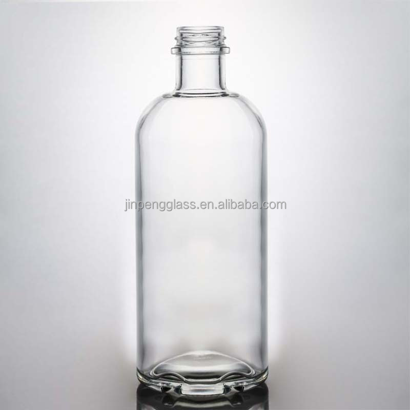 Round Empty Flint 375ml 500ml 750ml 1000ml Liquor Vodka Tequila Whiskey Bottle with Screw Cap