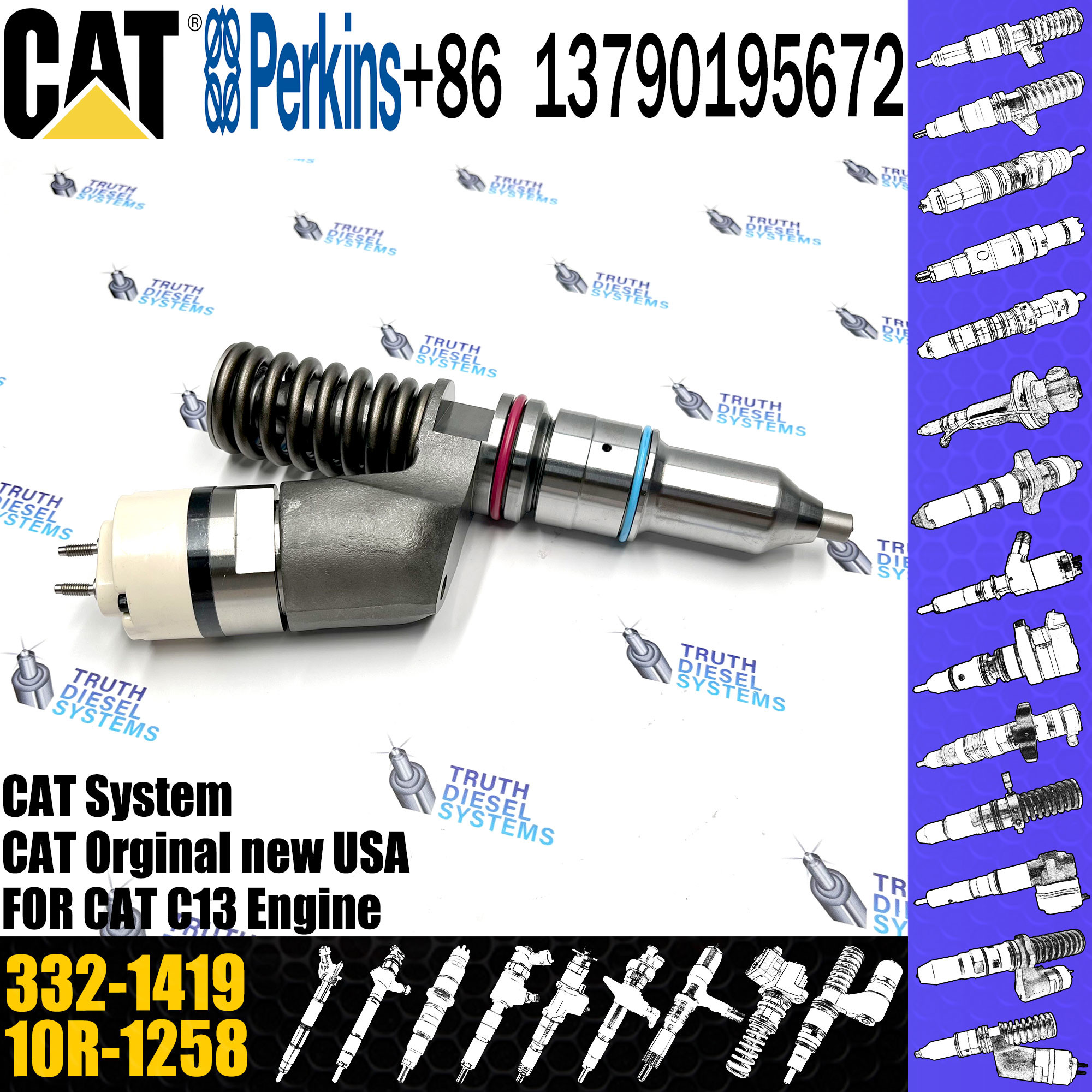 Diesel Fuel Injector 332-1419 10R-7236 10R-3258 10R-2977 10R-6162 20R-2437 212-3462 10R-0961 212-3463 For Caterpillar