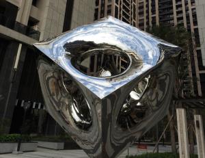 China Contemporary Stainless Steel Sculpture Light Cube Highly Polished Plaza Decoration factory
