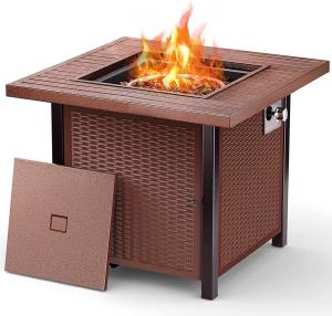 China 30 Inch Res Outdoor Propane Fire Pit 50,000 BTU Adjustable Flame Square Fire Table factory