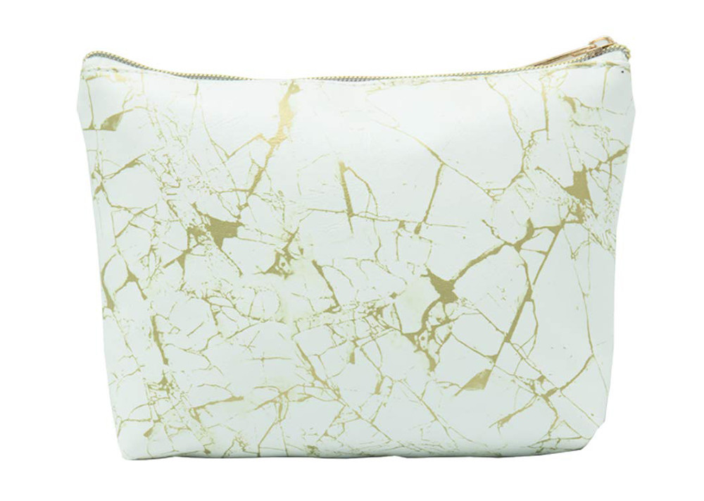 Waterproof 3 Pack Marble PU Cosmetic Makeup Bag For Girl