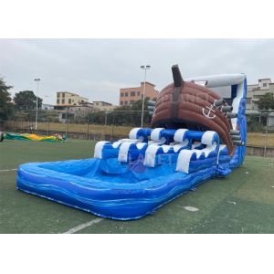 PirateShip Theme CMYK Inflatable Water Slide With Pool