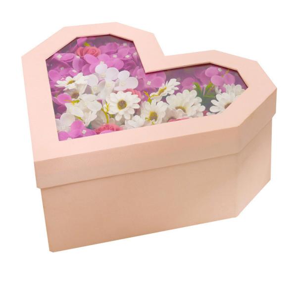Custom Heart-Shaped Flower Gift Box With Transparent Window Direct with Heart