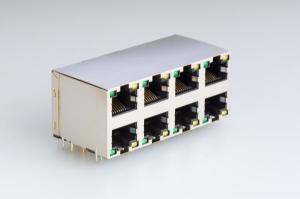 China 90 Degree Rj45 Female Jack For DVR / Computer / IP Camera With 2x4 Port factory