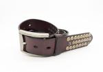 10mm Bronze Studs Mens Leather Studded Belt With Dark Nickel Color Buckle
