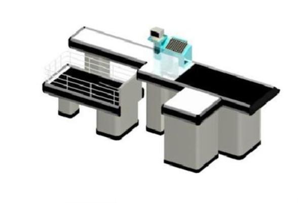 White Supermarket Cashier Counter Checkout Conveyor Belt Stainless Steel