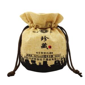 China Burlap Wine Champagne Packaging Pouch , Twisted String Wedding Hessian Bag factory