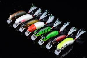 China Fishing Gear Bait Minnow 6cm / 9.8g Black Feather Hook ABS Plastic factory