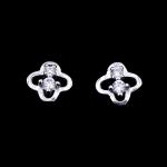 Heart Shape Silver Cubic Zirconia Earrings Plated Simple Rhodium Jewelry For
