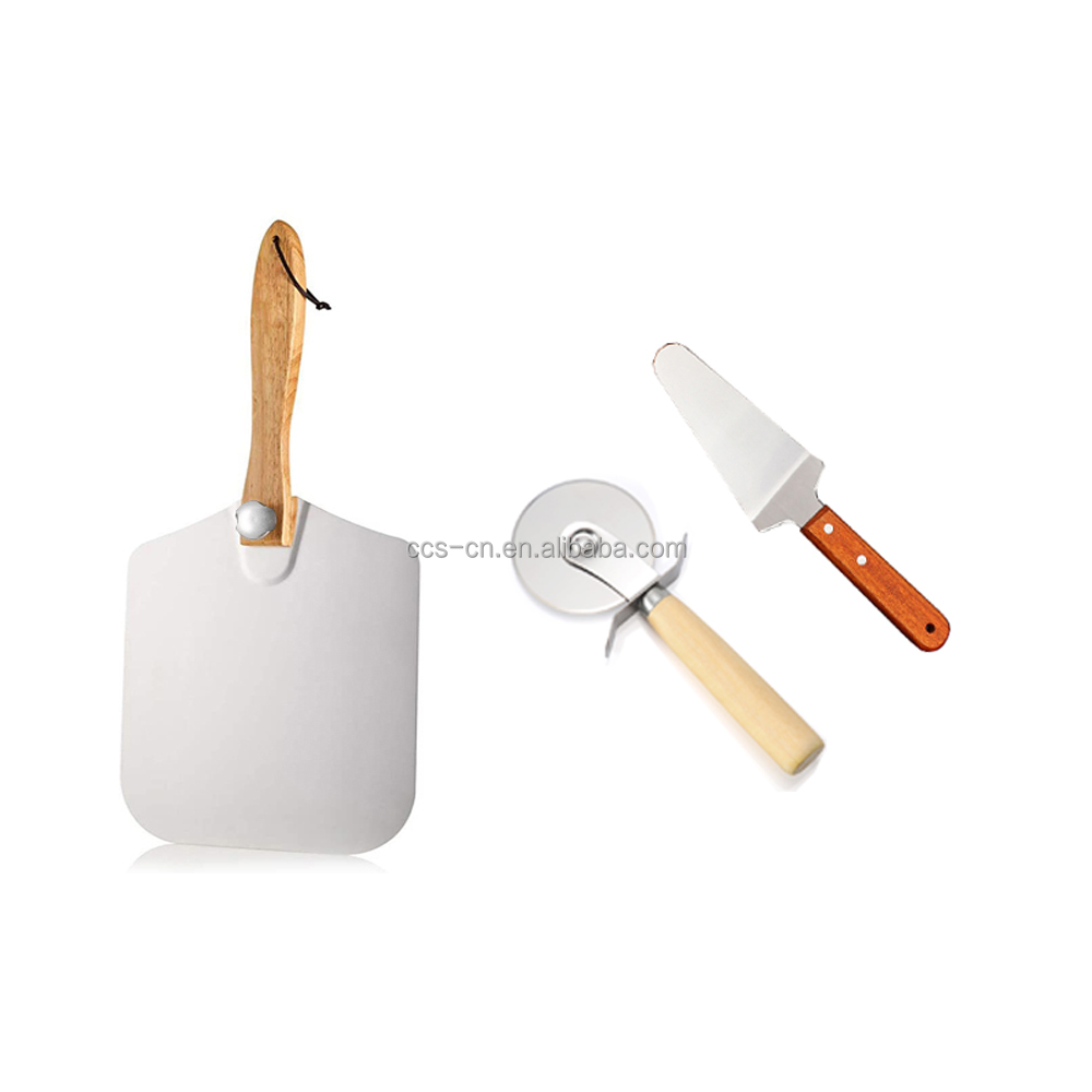 12 Inch Aluminum Pizza Shovel With Folding Handle And 10cm Pizza Wheel Cutter Set