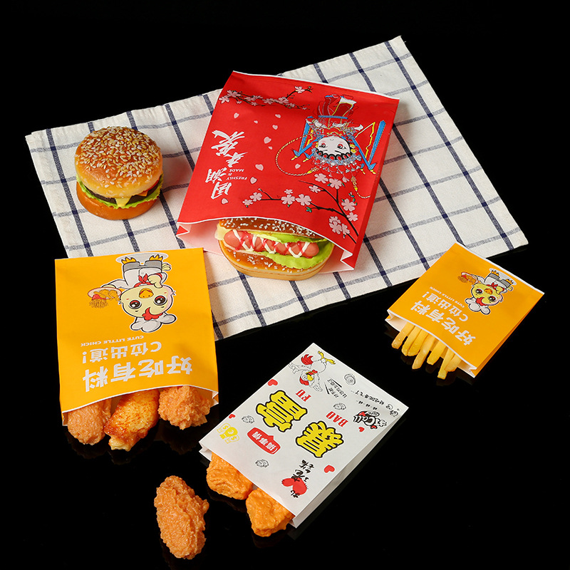 Custom Oil-Proof Fried Chicken French Fries Food Packaging Kraft Paper Bag in Luxury Style